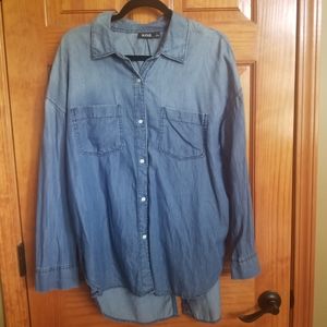 A.N.A. High/Low Denim Blouse